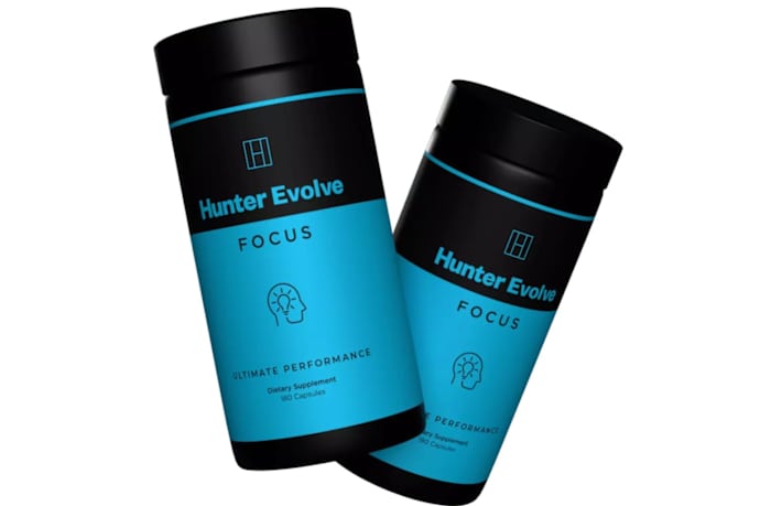Two bottles of Hunter Evolve Focus supplement